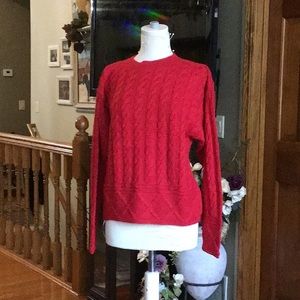 Red cable sweater